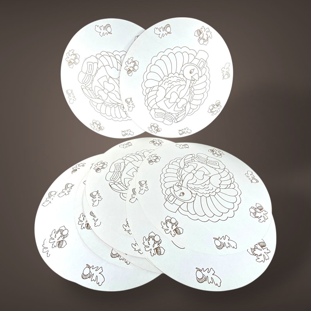 80s Thanksgiving Turkey PAPER Placemats 14 Reversible Color Page Back DISPOSABLE - Picture 3 of 8
